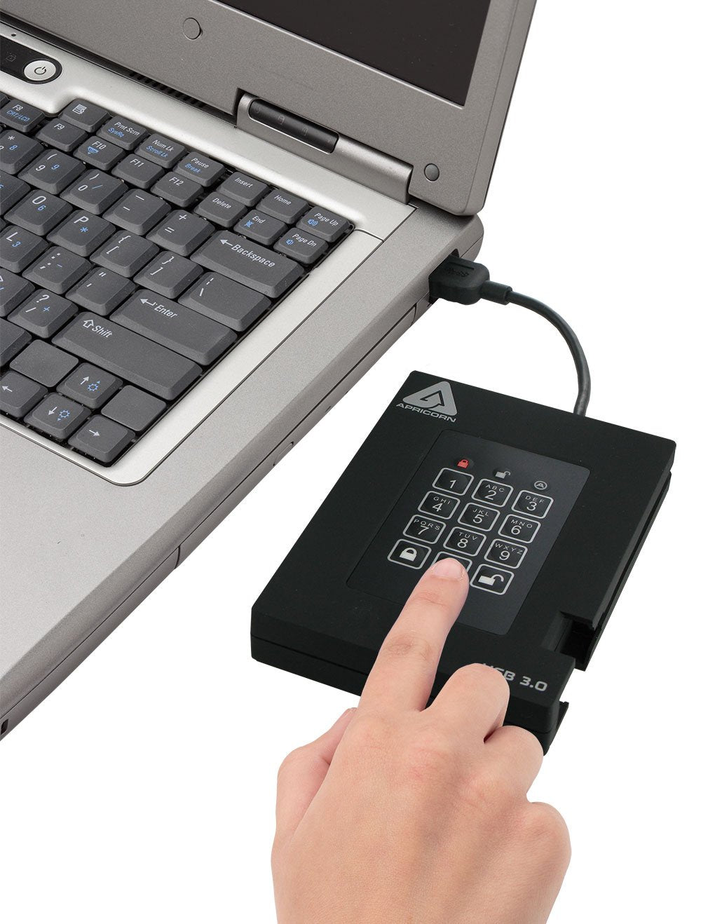 Apricorn 1TB Aegis Padlock Fortress USB 3.0 Encrypted Hard Drive with PIN Access (A25-3PL256-1000F and 128GB Aegis Secure Key 3Z USB 3.1 Encrypted Flash Drive with PIN Access (ASK3Z-128GB