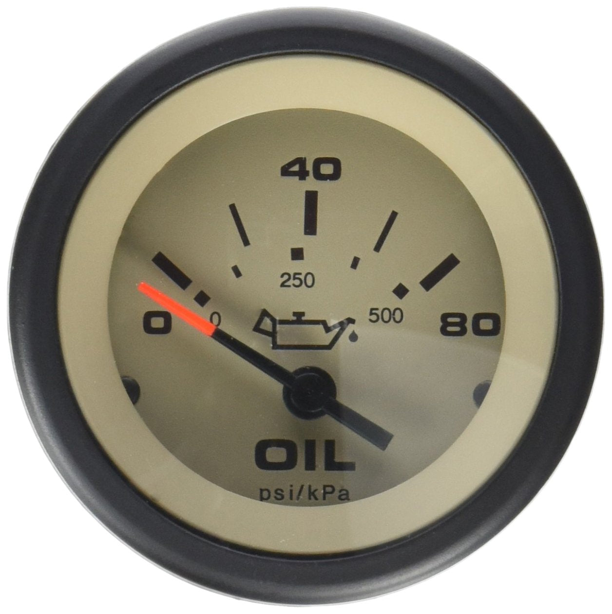 Sierra 59705P Sahara Series Oil Gauge, 2" Black & Tan, 0-80 PSI Dial, Requires "C" Sender Code
