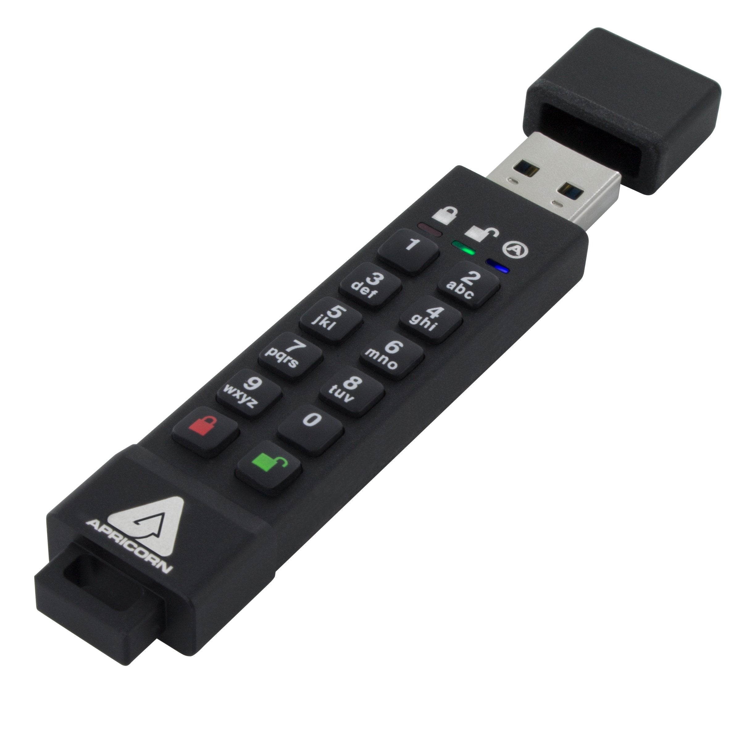 Apricorn 1TB Aegis Padlock Fortress USB 3.0 Encrypted Hard Drive with PIN Access (A25-3PL256-1000F and 128GB Aegis Secure Key 3Z USB 3.1 Encrypted Flash Drive with PIN Access (ASK3Z-128GB