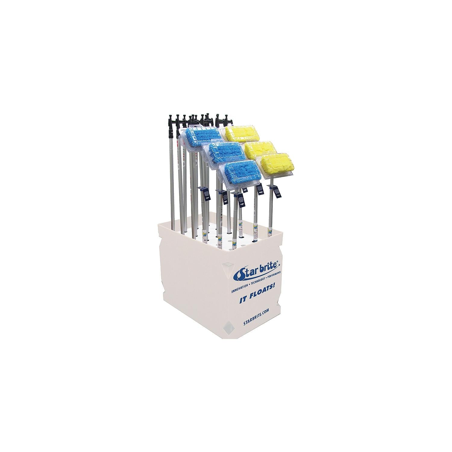 Star Brite 40818 Mixed Display With Boat Hooks, Blue & Yellow Brushes