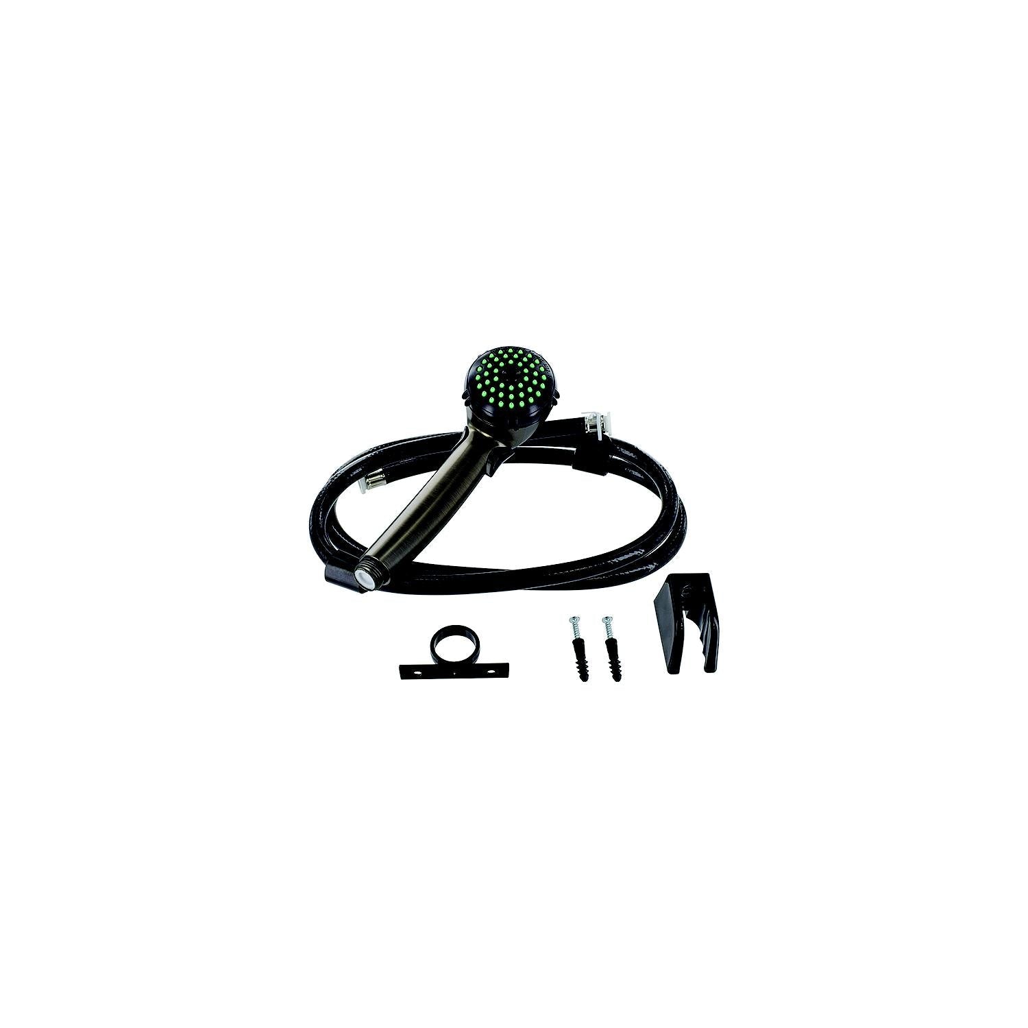 Valterra PF276065 Outdoor Metal Shower Hose Kit, Single Function Hand Held, 60" Hose & Bracket, Rubbed Bronze