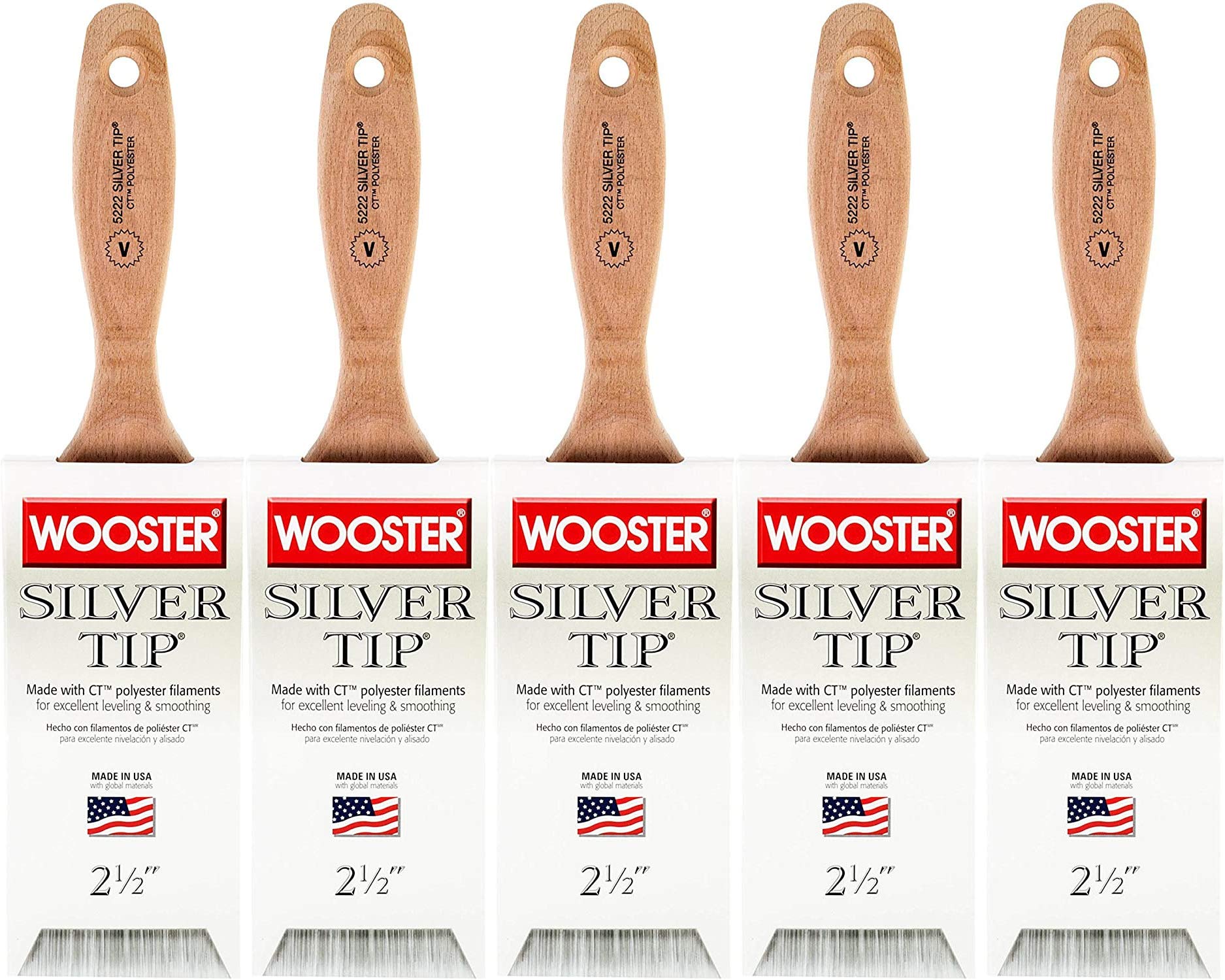 Wooster Brush 5222-2.5 Wooster Silver Tip Varnish Brush, 2-1/2"