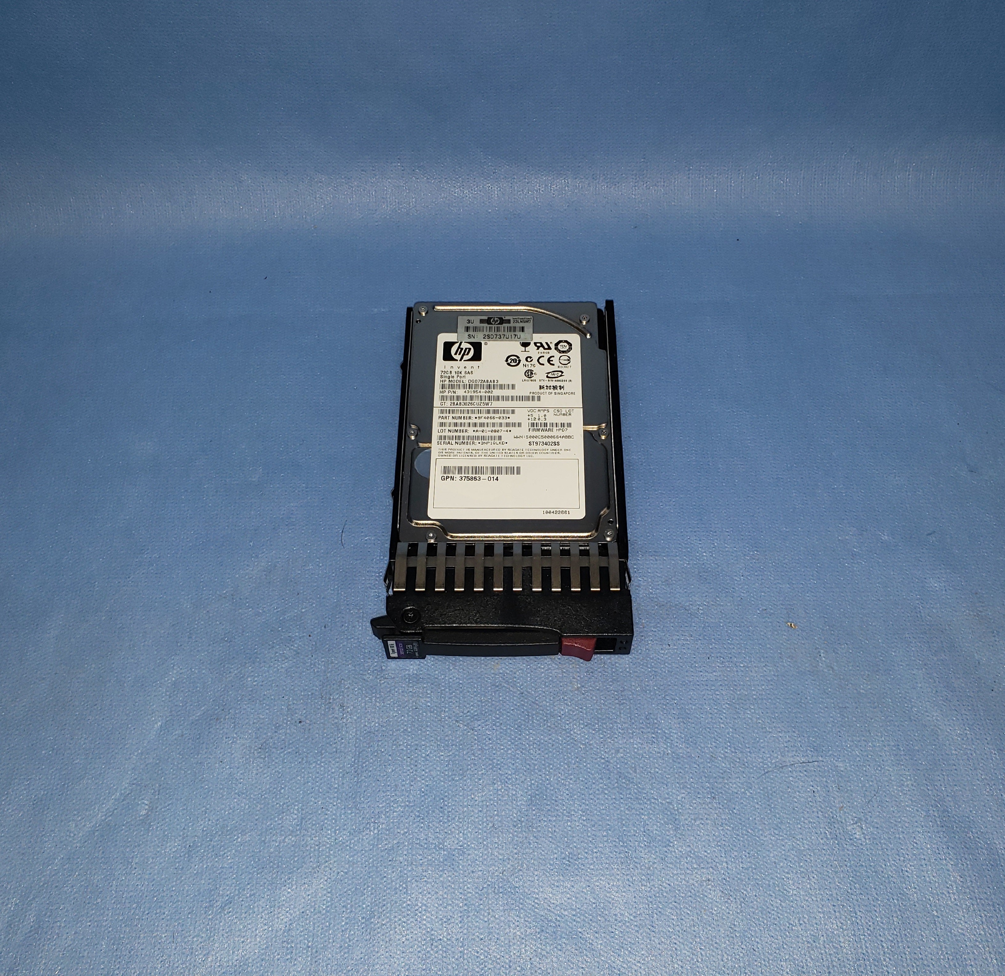 HP 434916-001 72GB 10K 3G2.5" Single port SAS Hard Drive