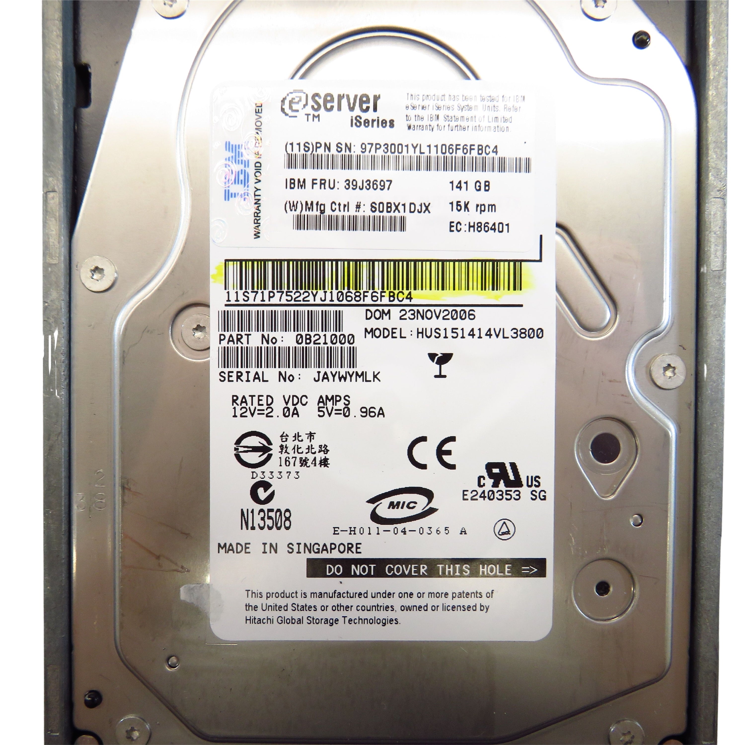 IBM 4328 39J3697 141GB 15K RPM 3.5" U320 SCSI Server HDD Hard Drive w/ Tray (Refurbished)