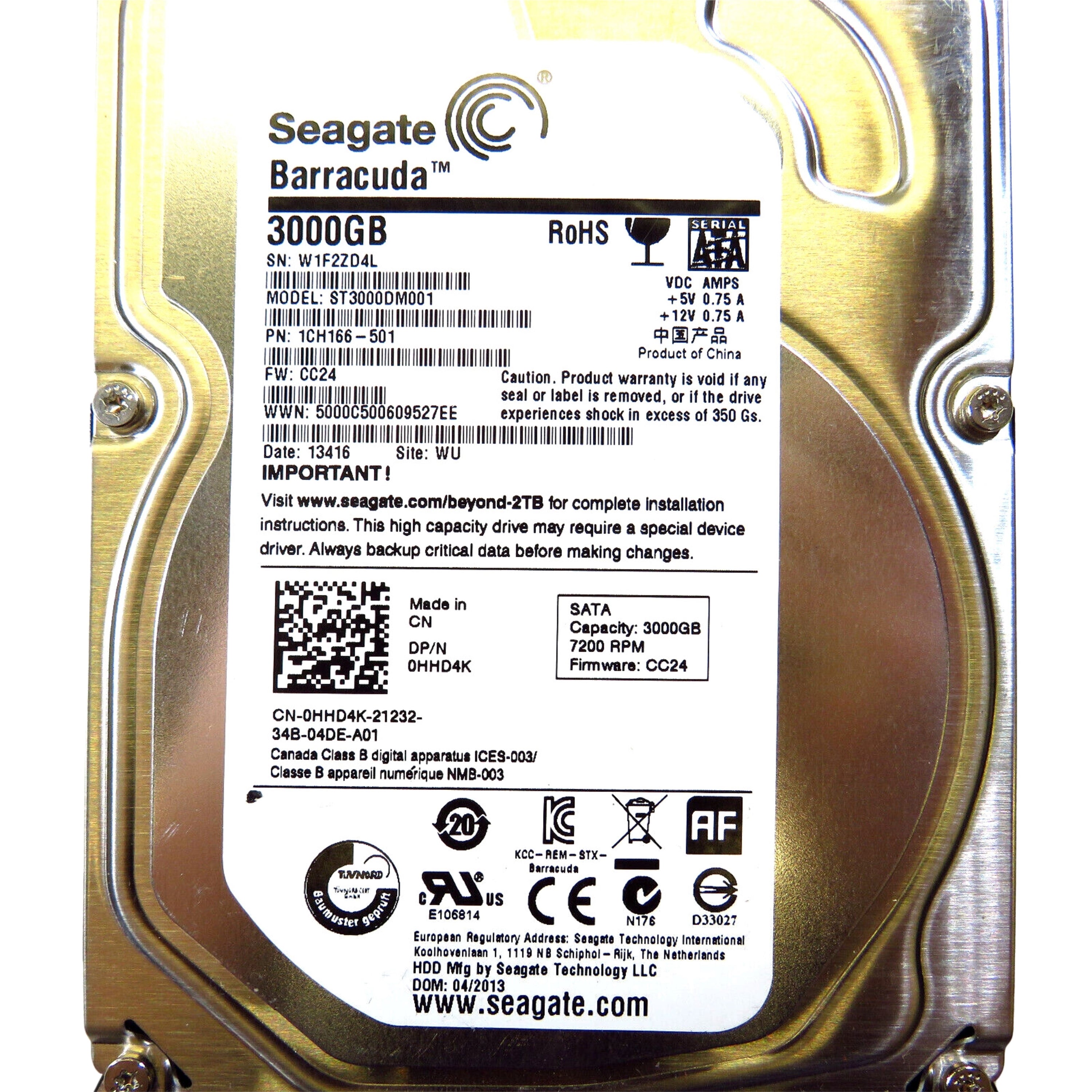 Dell HHD4K 3.5" 3TB 7200RPM SATA III Hard Disk Drive (HDD), Silver (Refurbished)