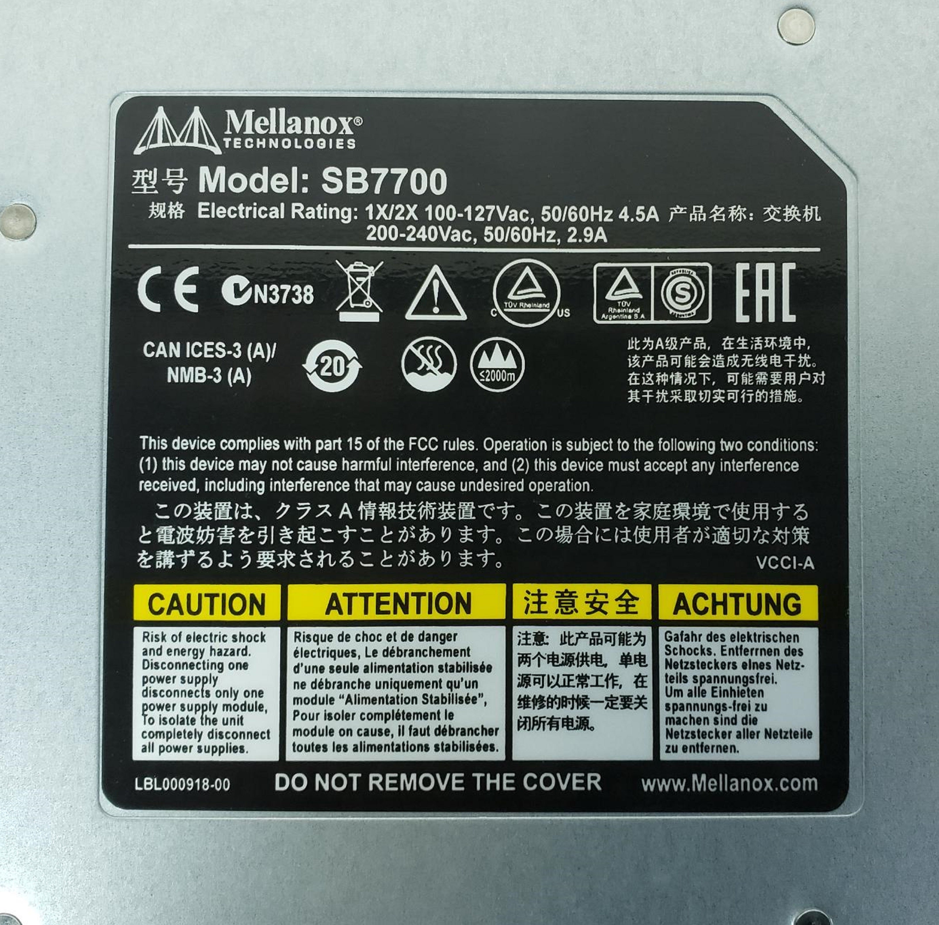 Mellanox MSB7700-ES2R 36 Port QSFP28 100GB/s Infiniband Switch