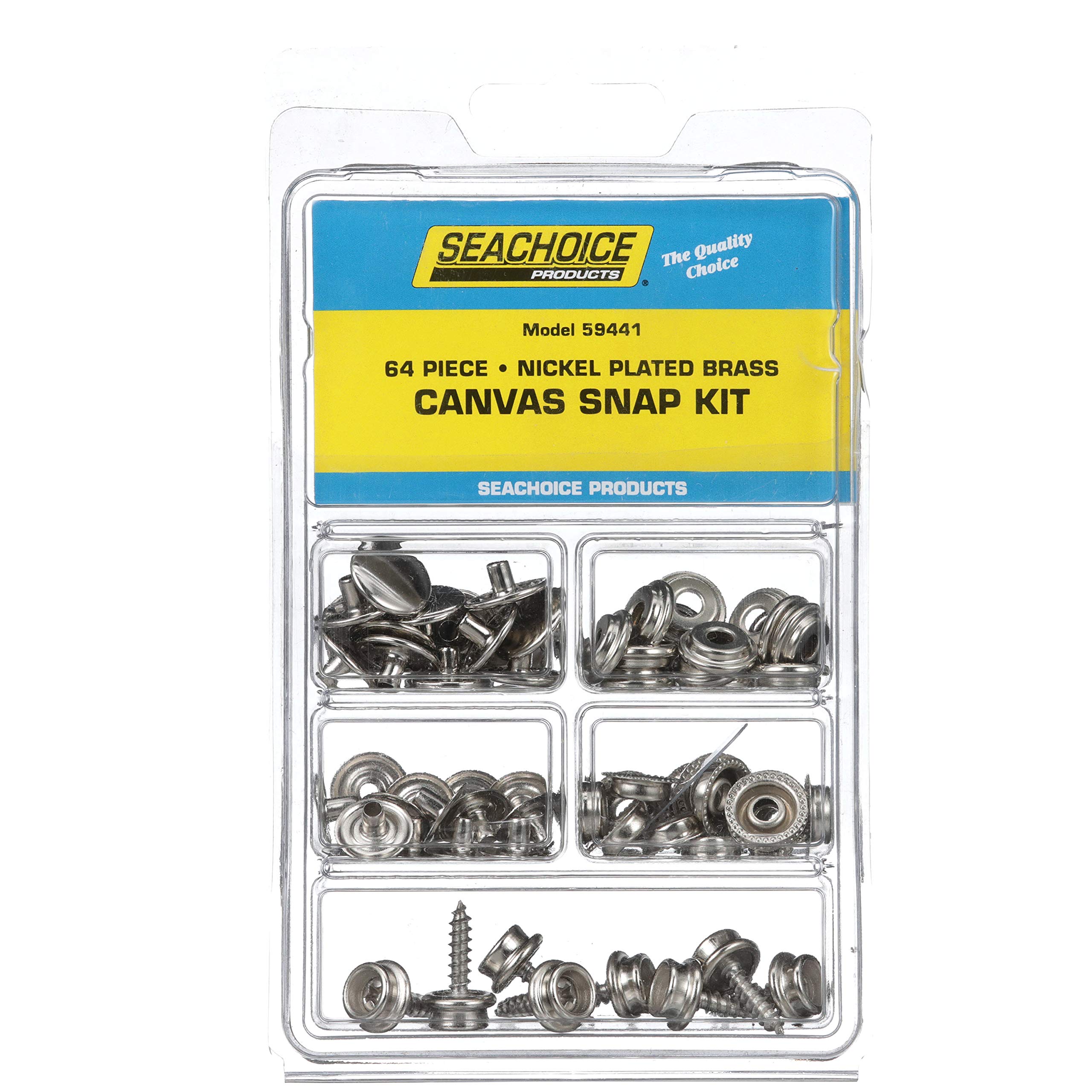 Seachoice KP7261SC 59441 Nickel Plated Brass Canvas Snap Kit 64 Piece