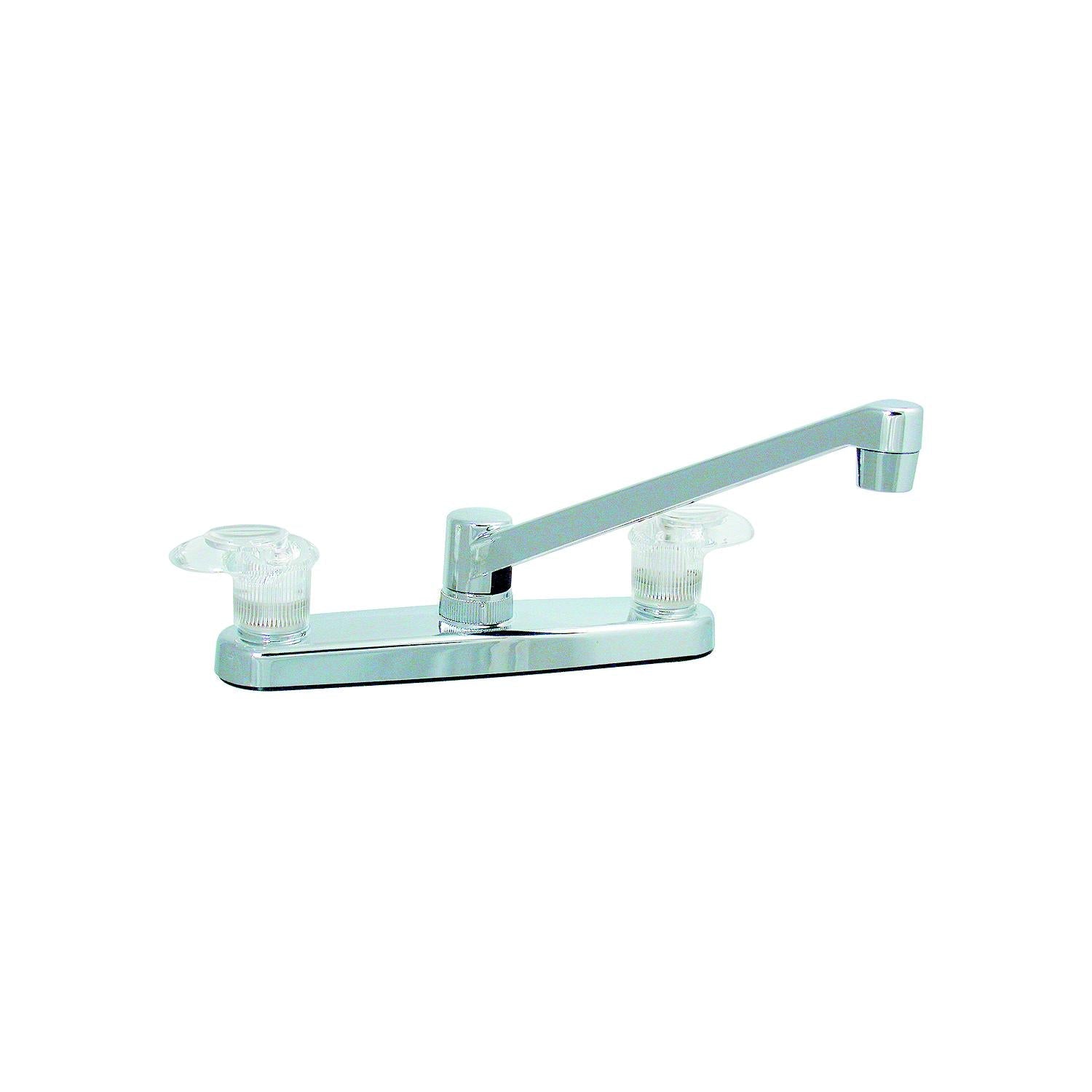 Valterra PF221301 Catalina Chrome Finish Two Handle 8" RV Kitchen Faucet w/, Clear Acrylic Knobs
