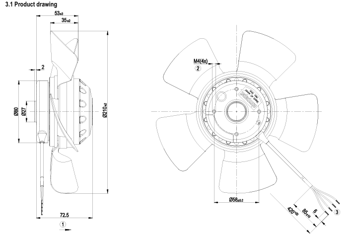 A2D210-AA10-17 Ebmpapst Axial Fan 400V 0.2A For Siemens Servo Motor Cooling Fan