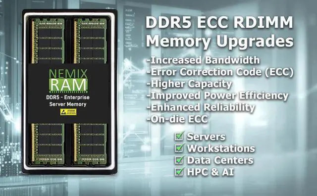 NEMIX RAM 32GB (1X32GB DDR5 4800MHZ PC5-38400 1Rx4 1.1V CL40 288-PIN ECC RDIMM Registered Server Memory Compatible with HP Z4 G5 Workstation