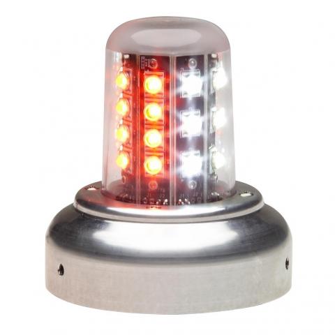Whelen LED Rd/Wt Beacon, 28V (3.75""Adapt, MSConn 01-0790520-07