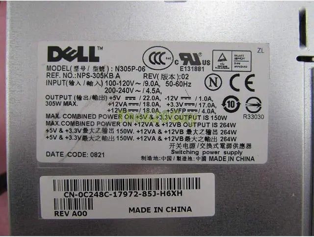 Optiplex 740 MT 305W ATX12V Desktop Power Supply N305P-06 NPS-305KB A C248C