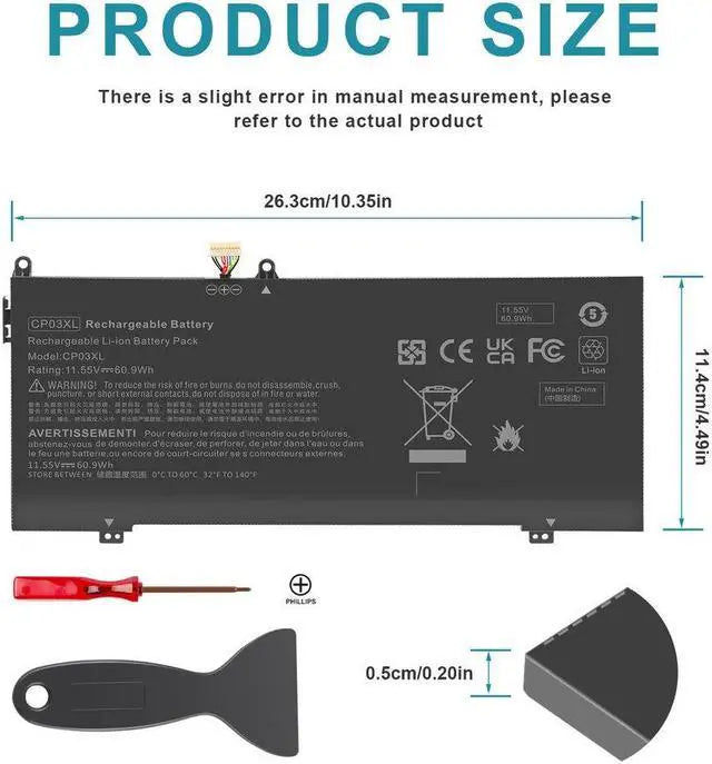 11.55V Battery for HP CP03XL CPO3XL CP03060XL HSTNN-LB8E 929066-421 929072-855 HSTNN-LB8