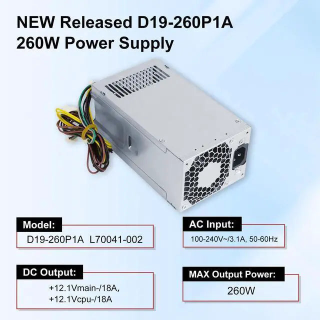 LXun Upgraded D19-260P1A Power Supply 260W Power Supply Replacement L70041-002 PCG004 Compatible with HP prodesk 400 G7 480 G7 600 G6 800 G6 7-Inline Connector + 4-Pin*2