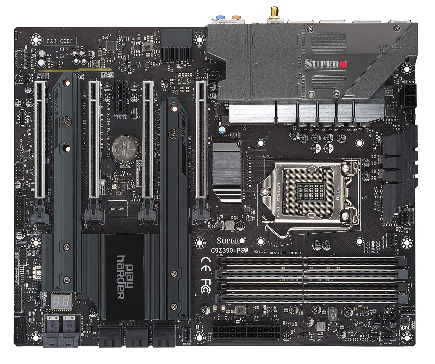 Supermicro C9Z390-PGW Socket LGA 1151 (300 Series) Intel Z390 DDR4 SATA 6GB/s M.2 U.2 DisplayPort HDMI 10G LAN Wi-Fi USB 3.1 RGB ATX Motherboard - C9Z390-PGW