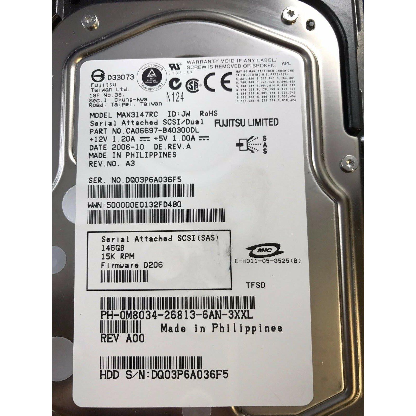 DELL M8034 MAX3147RC CA06697-B40300DL 146GB 15K SAS HOT PLUG HARD DRIVE 102646059333