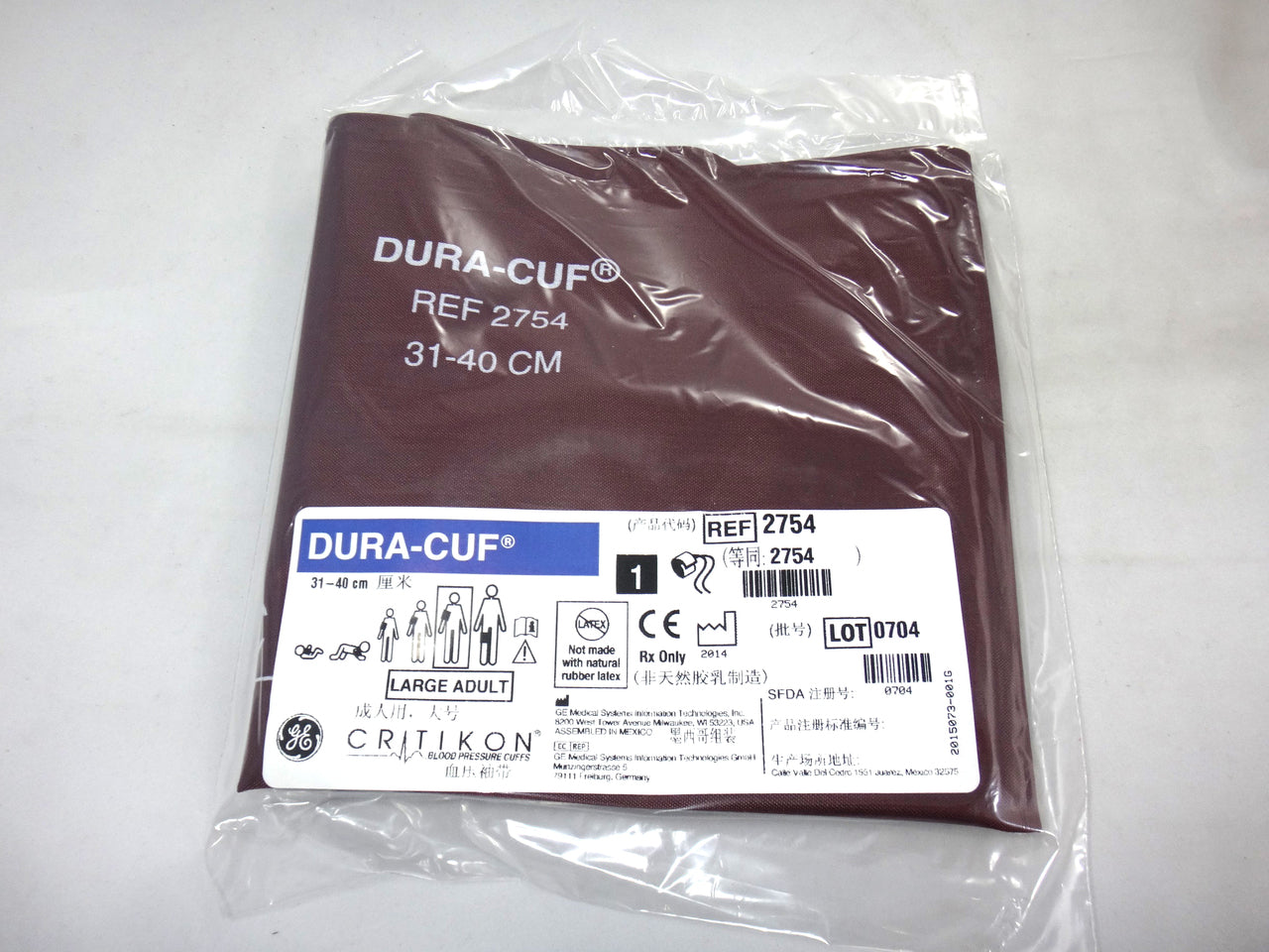 GE Critikon DURA-CUF 2754, Large Adult, BP Cuff (5/box