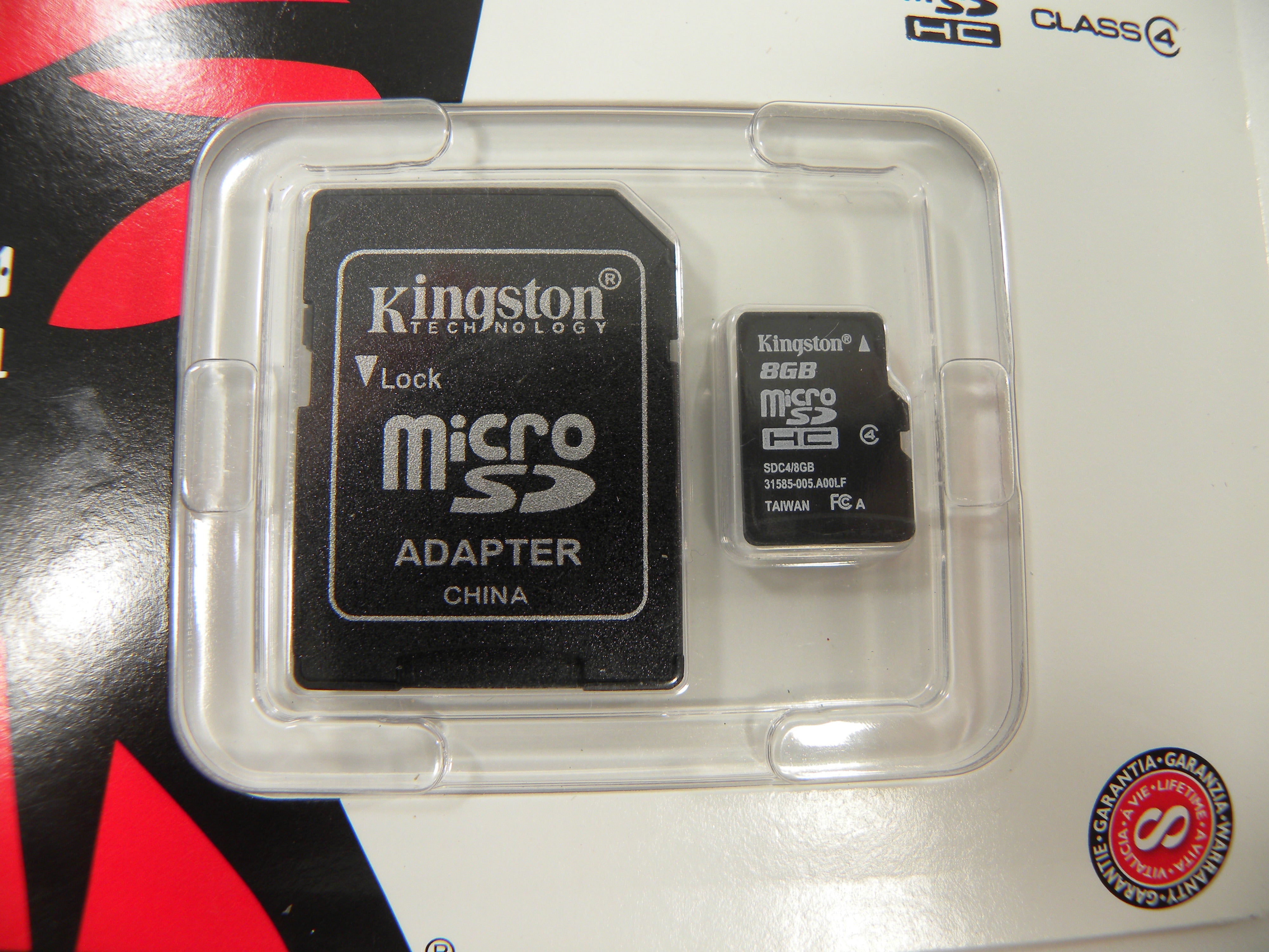 Kingston Technology 8GB Micro SDHC Class 4 SD Memory card w/adapter