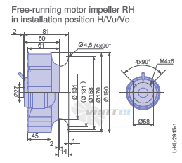 Brand new RH19V-2EP.W6.1R ZIEHL-ABEGG centrifugal fan 1-230V 50/60HZ