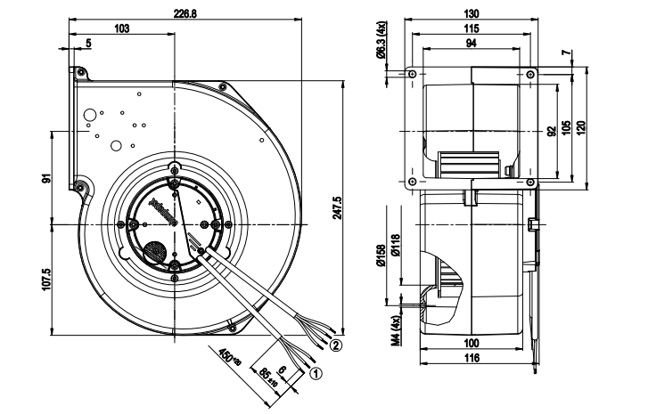 G3G140-AW05-12 Ebm-papst centrifugal fan Motor M3G055-CF