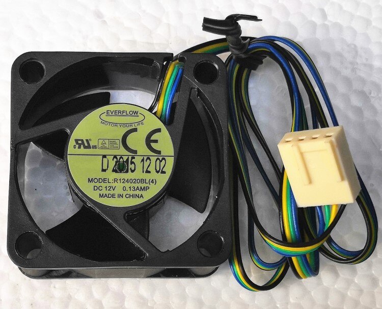 Everflow R124020bl 40x40x20mm 12V DC 0.13A 4-Wire Axial Cooling Fan
