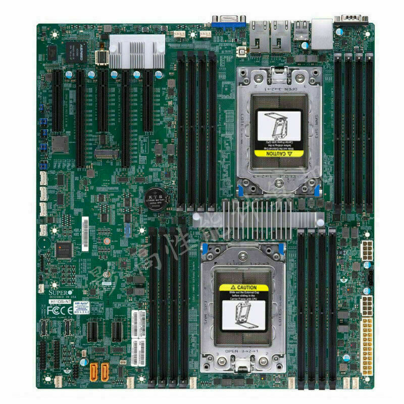 Supermicro H11DSI-NT AMD Socket SP3 System on Chip DDR4 SATA3 & USB3.0 V & 2GbE eATX Server Motherboard