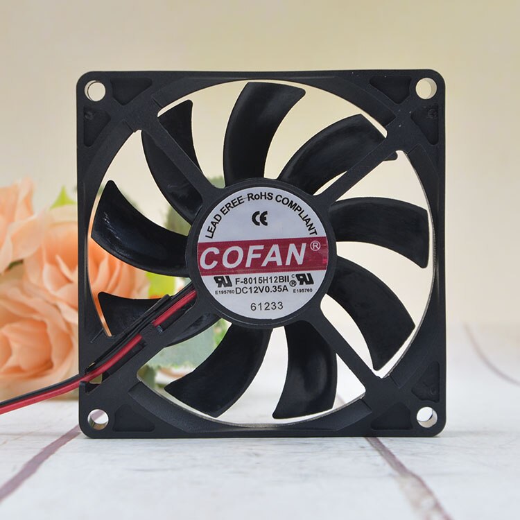 COFAN F-8015H12BII 80x80x15mm 12V DC 0.35A Axial Cooling Fan