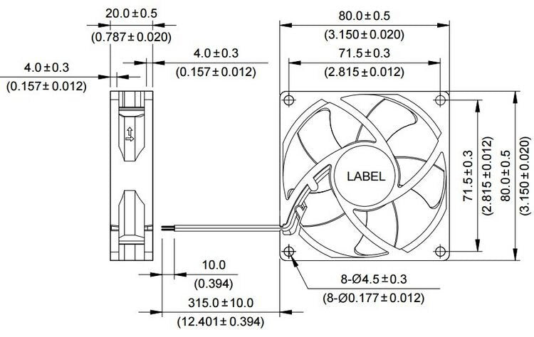 Delta AFC0812DD 80x80x20mm 12V DC 0.75A 4-Wire Axial Cooling Fan