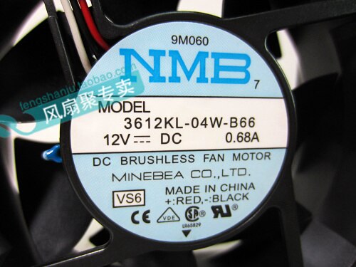 NMB 3612KL-04W-B66 12V DC 92x92x32mm 0.68A 3-Wire DC Axial Fan