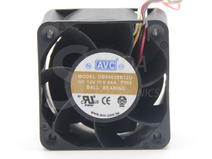 AVC DB04028B12U 40x40x28mm 12V DC 0.66A 4-Wire Axial Cooling Fan