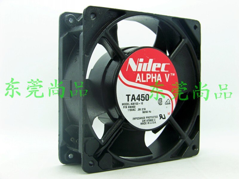 Nidec TA450 Alpha A30122-10 120x120x38mm 115V AC 0.25A Axial Cooling Fan