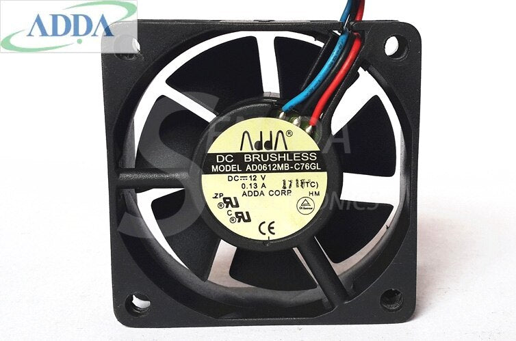 ADDA AD0612MB-C76GL 60x60x20mm 12V DC 0.13A 3-Wire Axial Cooling Fan
