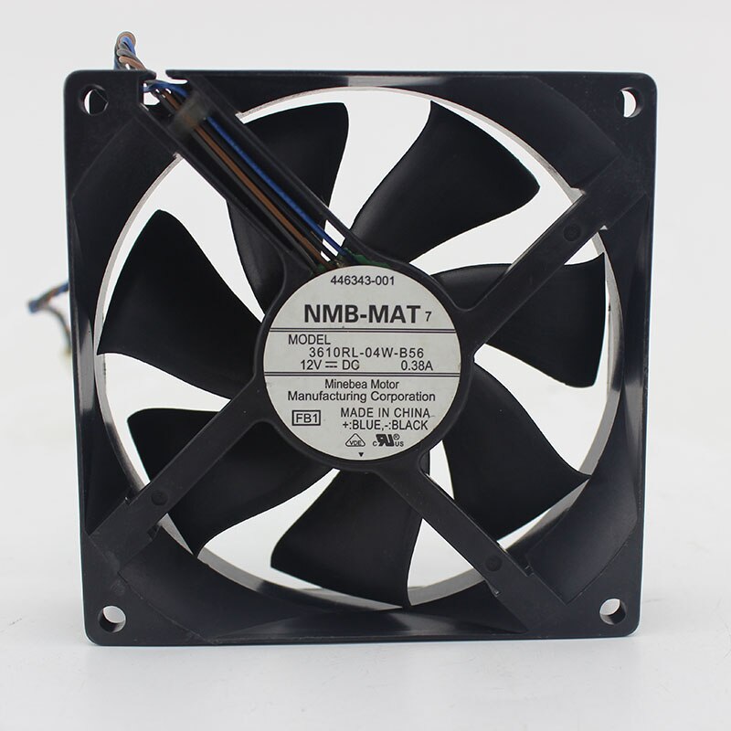 NMB 3610RL-04W-B56, 90x90x25mm 12V DC 0.38A 4-Wire Axial Cooling Fan