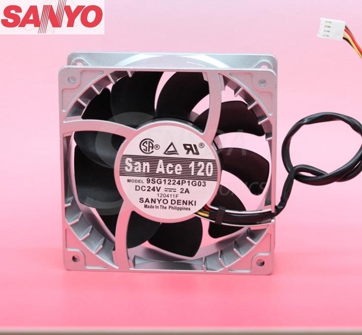 Sanyo Denki 9SG1224P1G03 120x120x38mm 24V DC 2A Axial Cooling Fan