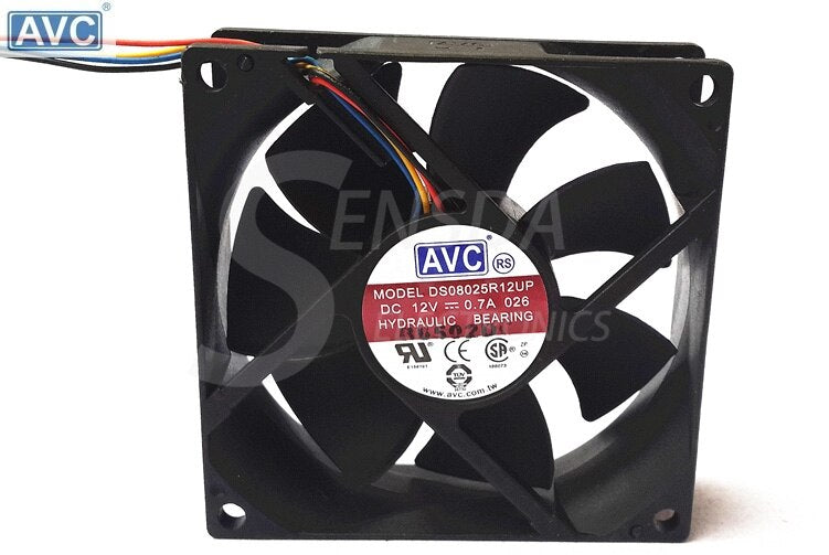 AVC DS08025R12UP 80x80x25mm 12V DC 0.7A 4-Wire Axial Cooling Fan