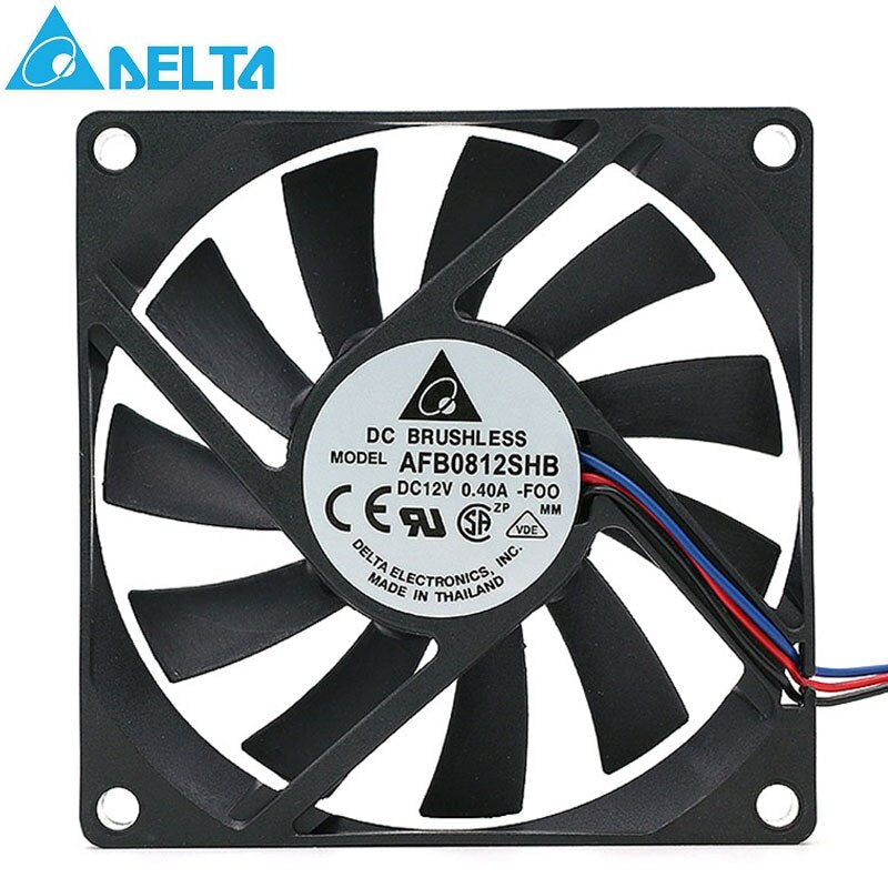 Delta AFB0812SHB 80x80x15mm 12V DC 0.40A 3-Wire Axial Cooling Fan