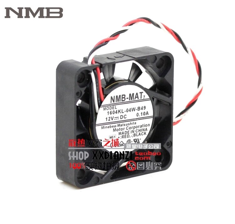 NMB 1604KL-04W-B49 40x40x10mm 12V DC 0.1A Axial Cooling Fan
