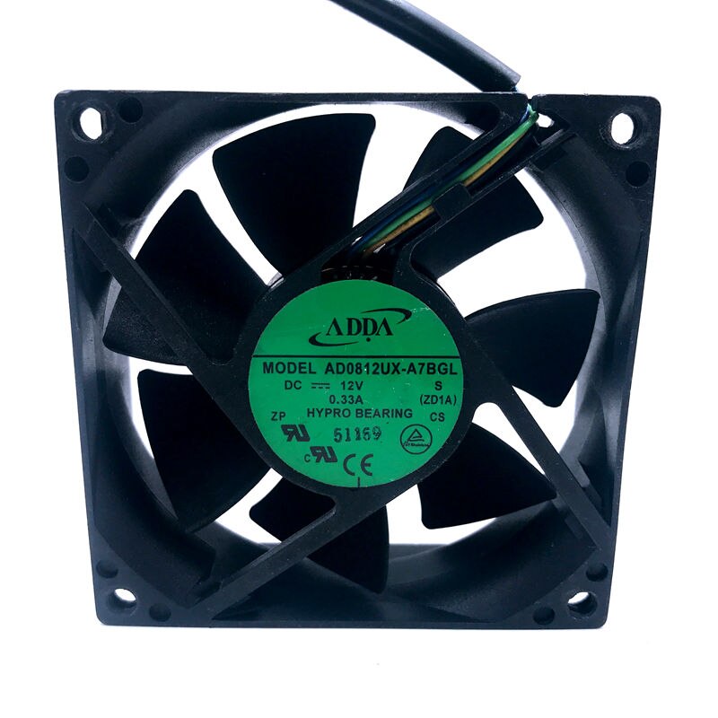 ADDA AD0812UX-A7BGL 80x80x25mm 12V DC 0.33A Axial Cooling Fan