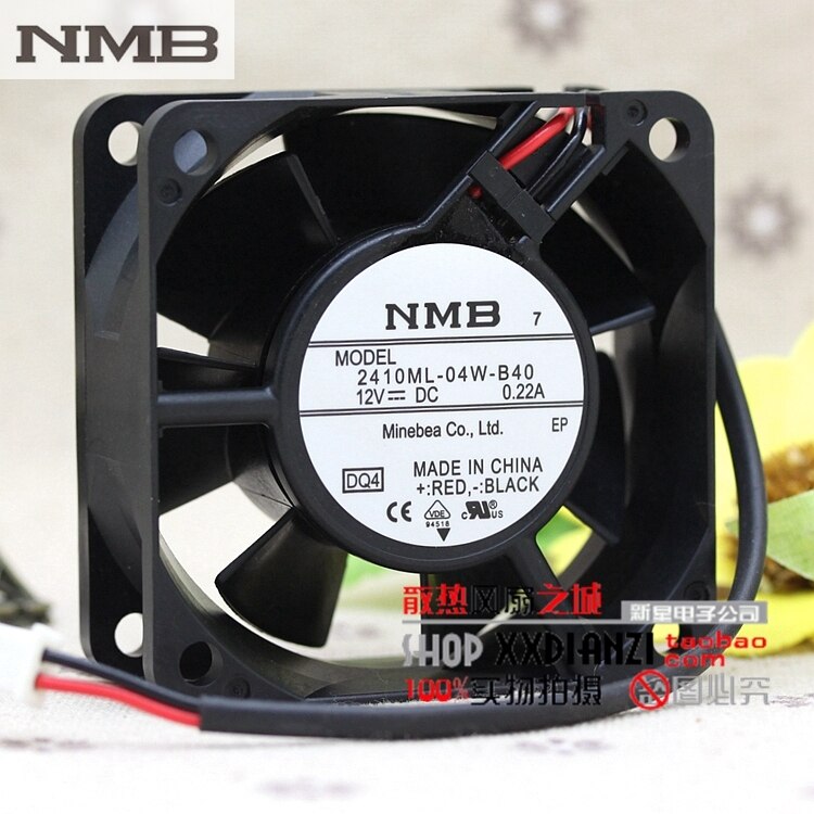 NMB 2410ML-04W-B40 24x24x10mm 12V DC 0.22A 2-Wire Axial Cooling Fan