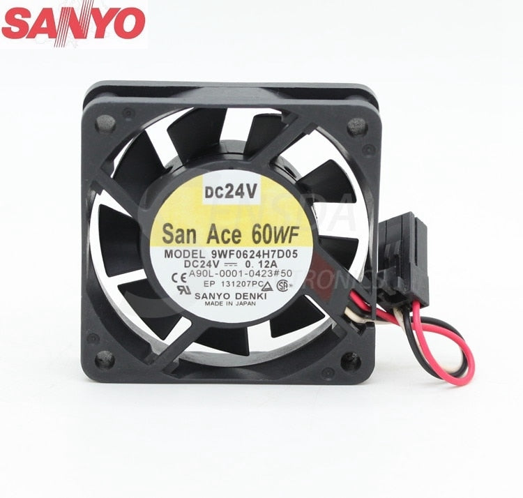 Sanyo Denki 9WF0624H7D05 60x60x15mm 24V DC Axial Cooling Fan
