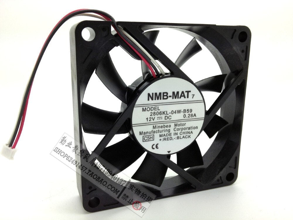 NMB 2806KL-04W-B59 70x70x15mm 12V DC 0.28A Axial Cooling Fan