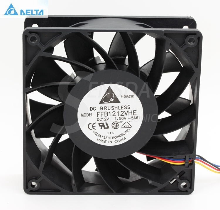 Delta FFB1212VHE-F00 120x120x38mm 12V DC 1.00A 3-Wire Axial Cooling Fan