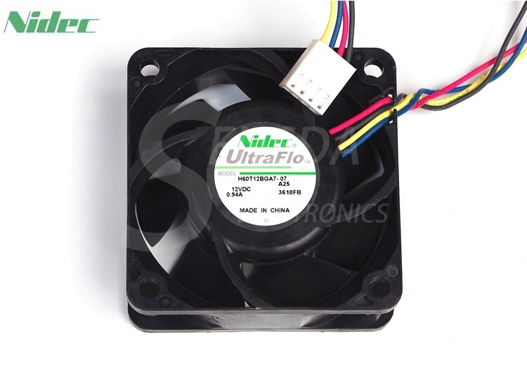 Nidec H60T12BGA7-07 60x60x25mm 12V DC 0.94A 4-Wire Axial Cooling Fan