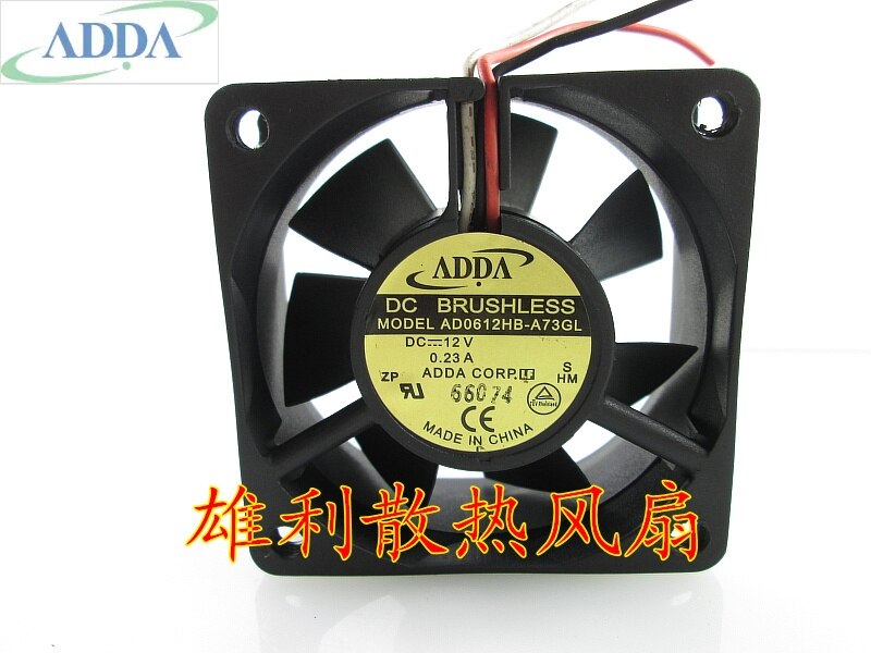 ADDA AD0612HB-A73GL 60x60x25mm 12V DC 0.23A 3-Wire Axial Cooling Fan