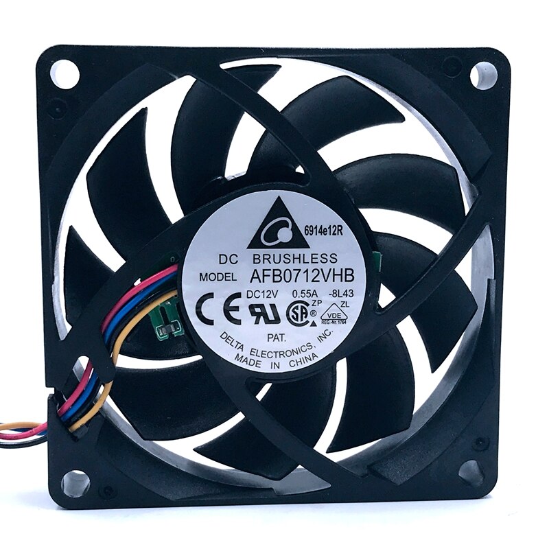 Delta AFB0712VHB 70x70x15mm 12V DC 0.55A 4-Wire PWM DC Axial Fan