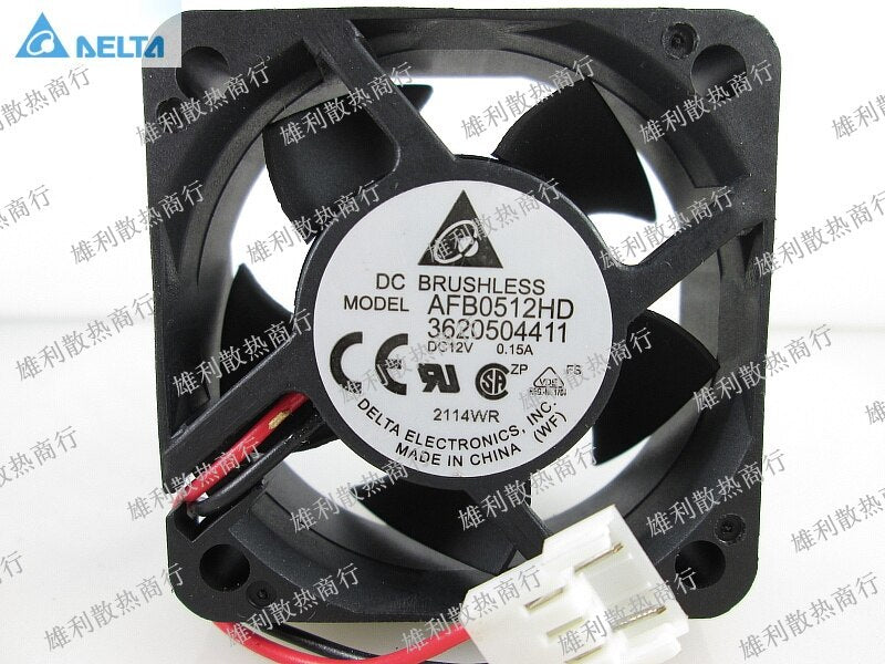 Delta AFB0512HD 12V DC 50x50x20mm 0.10A 2-Wire DC Axial Fan