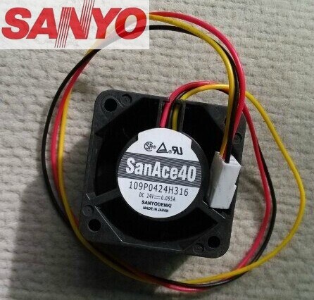 Sanyo Denki 109P0424H316 40x40x28mm 24V DC 0.095A Axial Cooling Fan