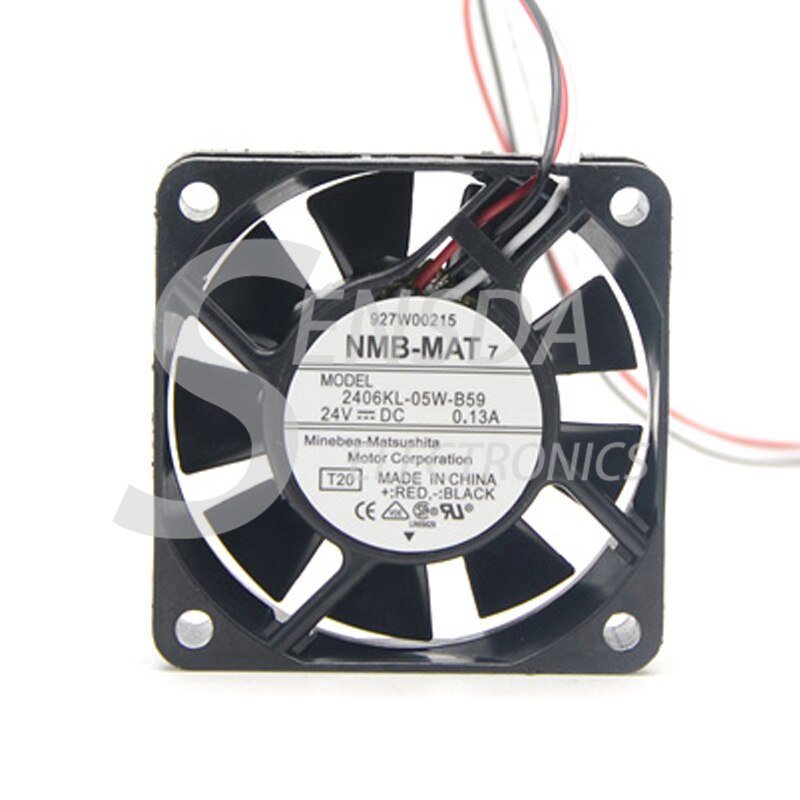 NMB 2406KL-05W-B59 60x60x15mm 24V DC 0.13A 3-Wire Axial Cooling Fan