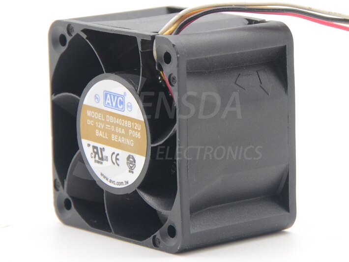 AVC DB04028B12U 40x40x28mm 12V DC 0.66A 4-Wire Axial Cooling Fan