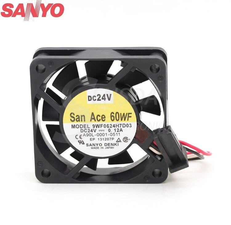Sanyo Denki 9WF0624H7D03 60x60x15mm 24V DC Axial Cooling Fan